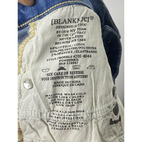 Blank NYC Womens 25 Medium‎ Wash Mid Rise Distressed Frayed Wedge Jean Shorts - Picture 6 of 6